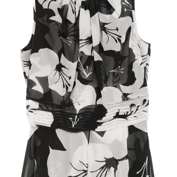 WHBM Layered Chiffon Floral Pleated Flare Dress - Picture 6 of 13